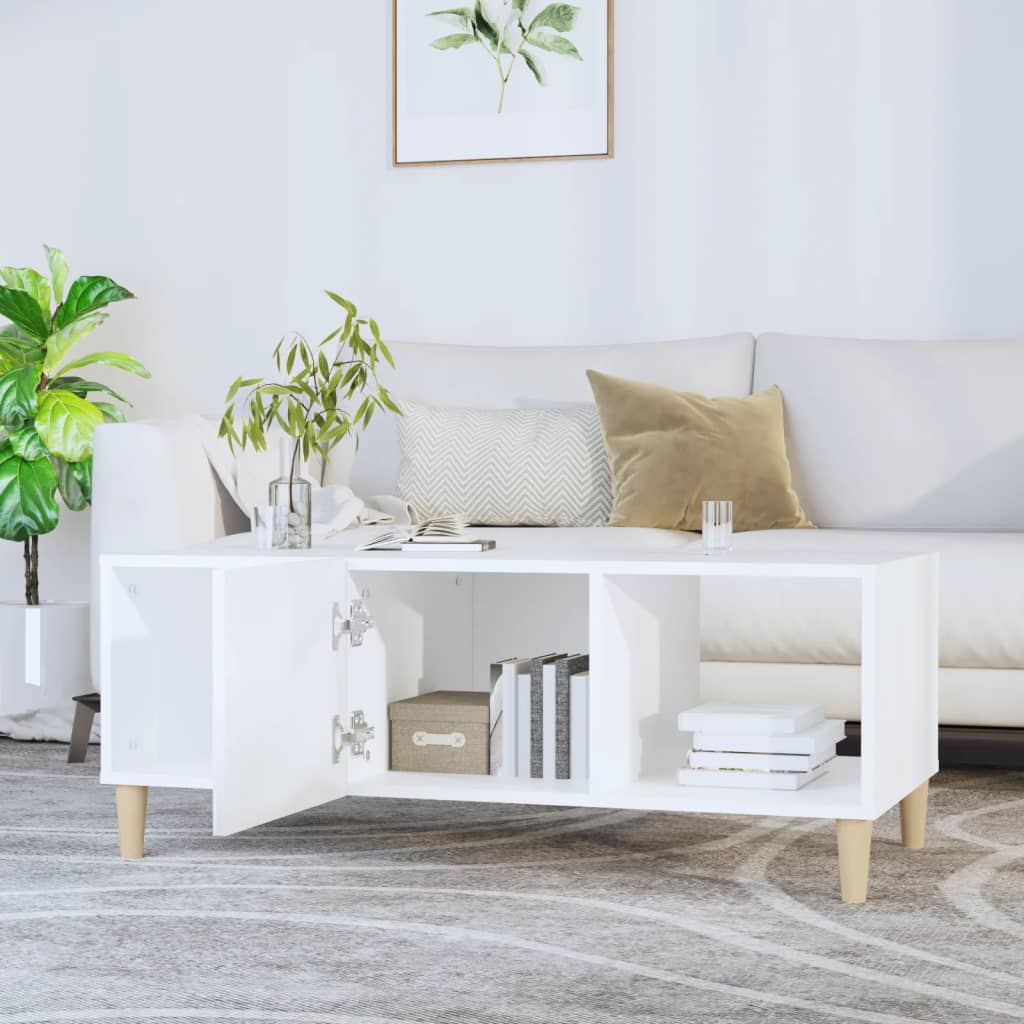 vidaXL Table basse blanche 102x50x40 cm Bois d'ingénierie
