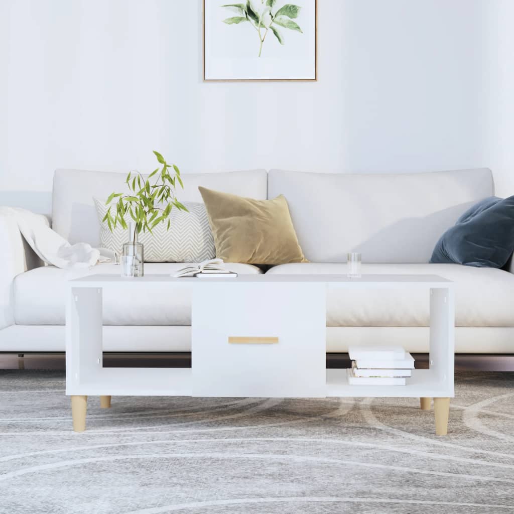 vidaXL Table basse blanche 102x50x40 cm Bois d'ingénierie