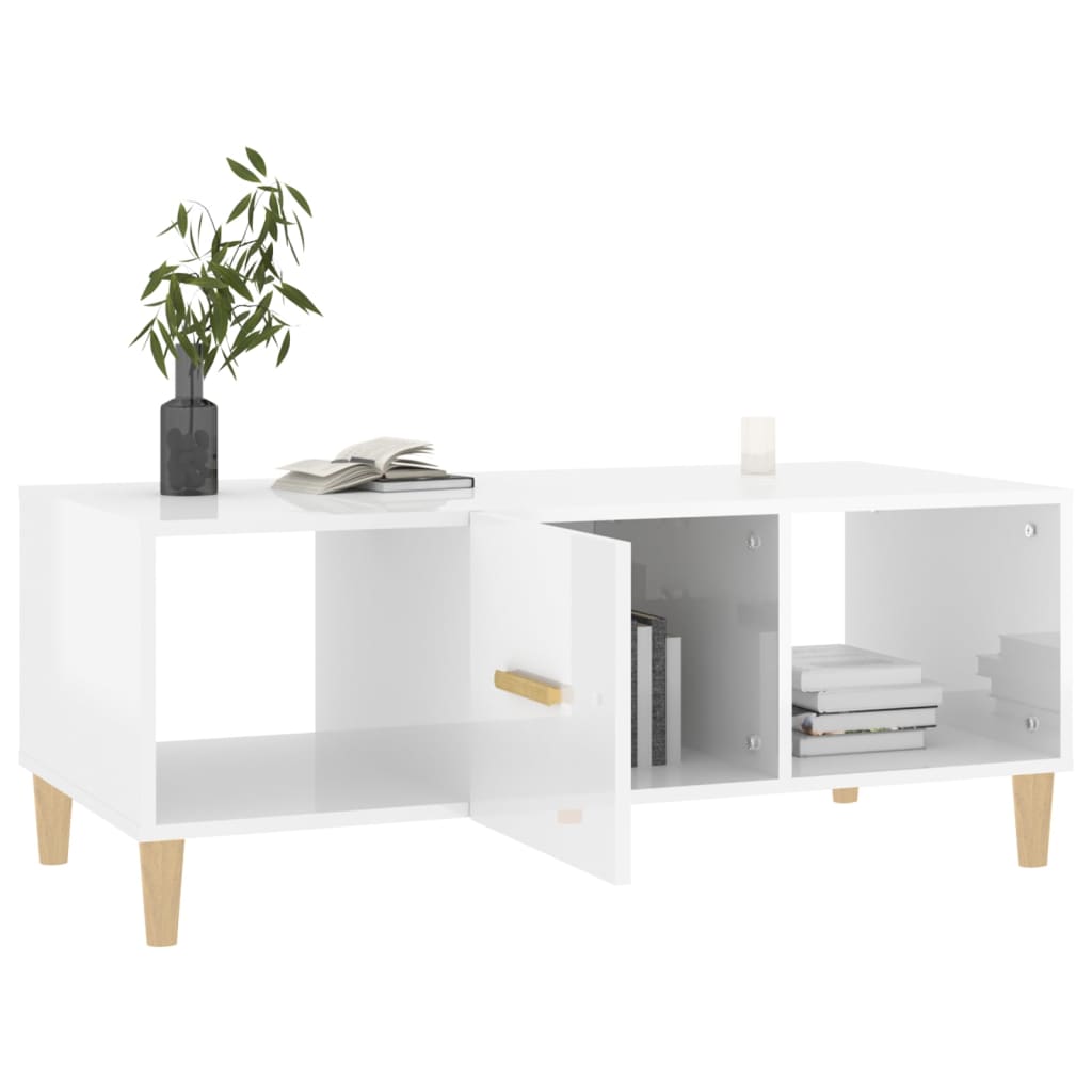 vidaXL Couchtisch Hochglanz-Weiß 102x50x40 cm Holzwerkstoff