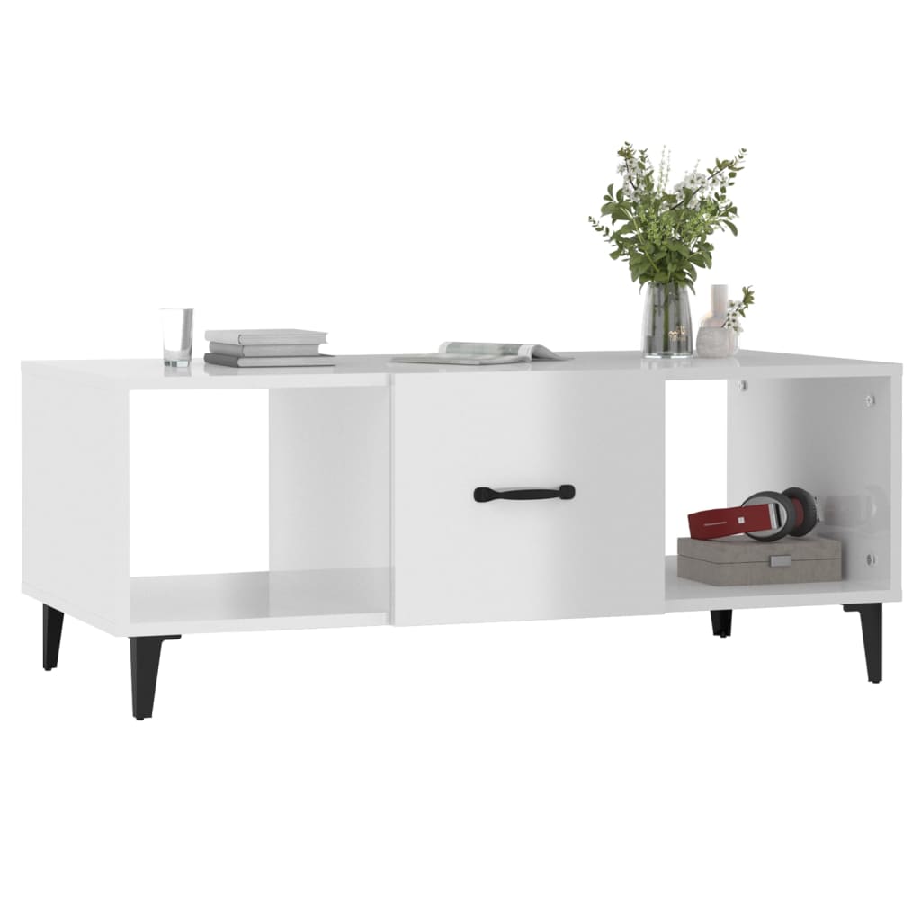 vidaXL Couchtisch Hochglanz-Weiß 102x50x40 cm Holzwerkstoff