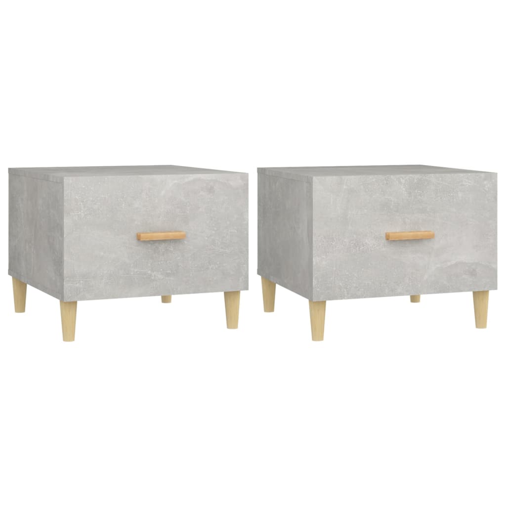 vidaXL Tables basses 2 pcs Gris béton 50x50x40 cm Bois d'ingénierie