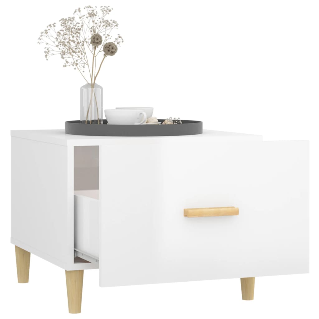 vidaXL Couchtisch Hochglanz-Weiß 50x50x40 cm Holzwerkstoff