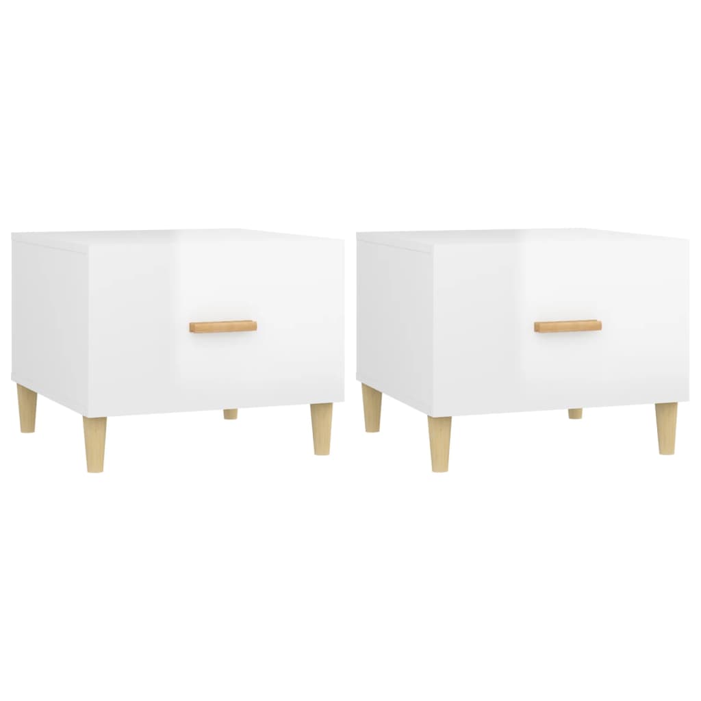 vidaXL Tables basses 2 pcs Blanc brillant 50x50x40 cm Bois d'ingénierie