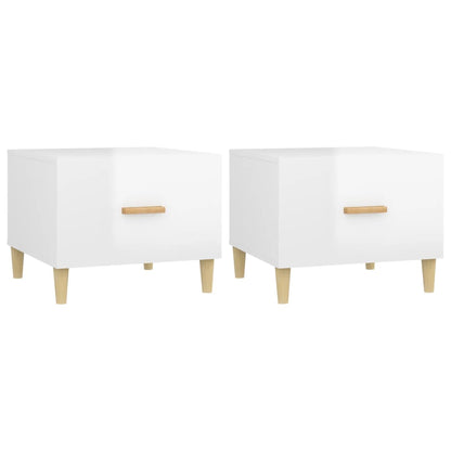vidaXL Tables basses 2 pcs Blanc brillant 50x50x40 cm Bois d'ingénierie