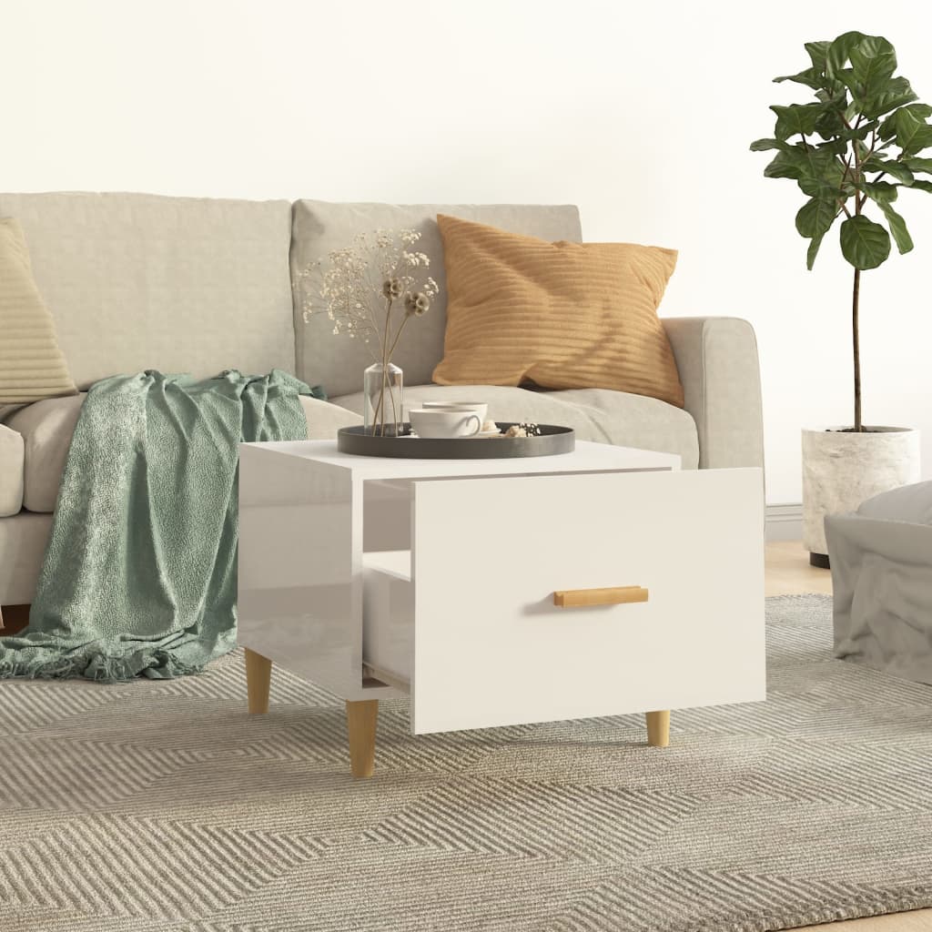 vidaXL Tables basses 2 pcs Blanc brillant 50x50x40 cm Bois d'ingénierie