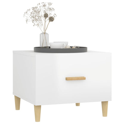 vidaXL Tables basses 2 pcs Blanc brillant 50x50x40 cm Bois d'ingénierie