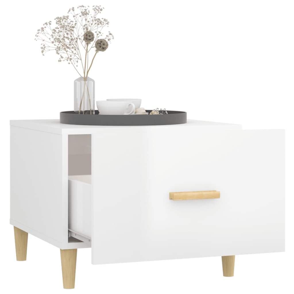 vidaXL Tables basses 2 pcs Blanc brillant 50x50x40 cm Bois d'ingénierie