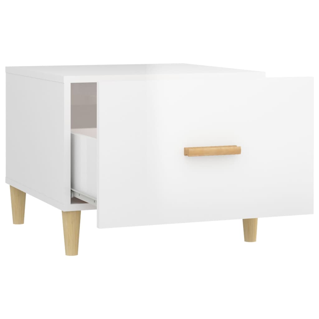vidaXL Tables basses 2 pcs Blanc brillant 50x50x40 cm Bois d'ingénierie