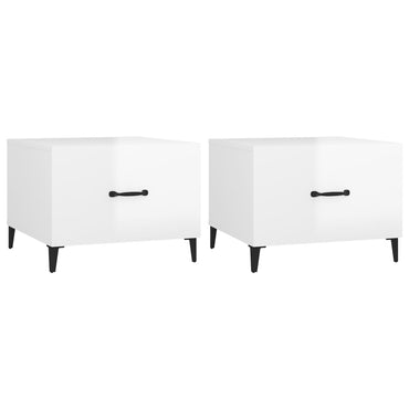vidaXL Couchtische mit Metallbeinen 2 Stk. Hochglanz-Weiß 50x50x40 cm