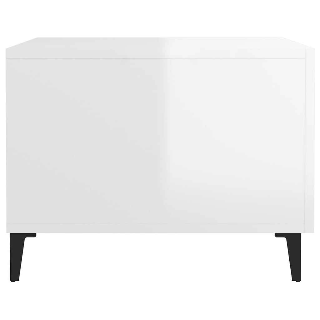 vidaXL Couchtische mit Metallbeinen 2 Stk. Hochglanz-Weiß 50x50x40 cm