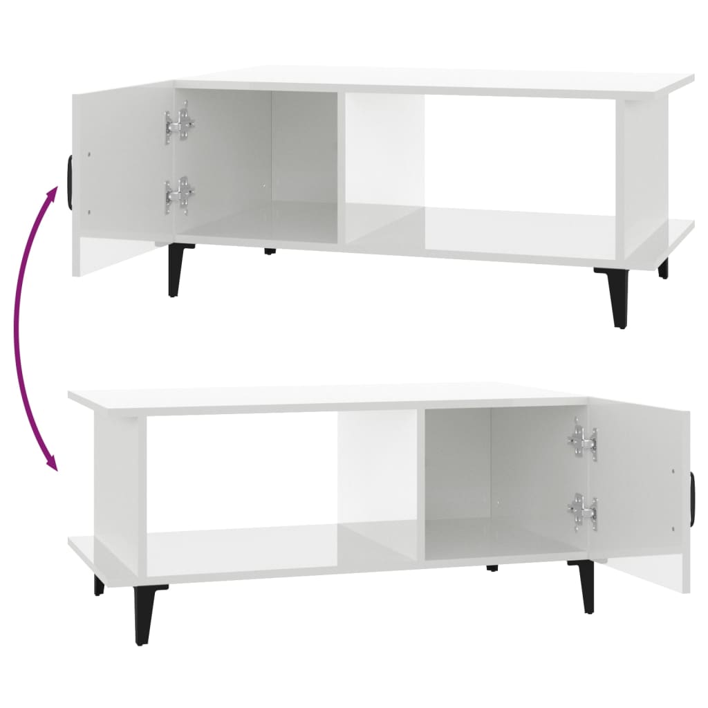 vidaXL Couchtisch Hochglanz-Weiß 90x50x40 cm Holzwerkstoff