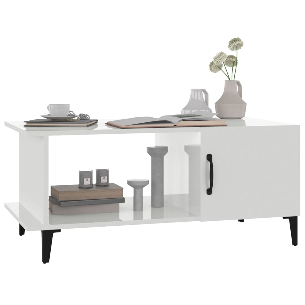 vidaXL Couchtisch Hochglanz-Weiß 90x50x40 cm Holzwerkstoff