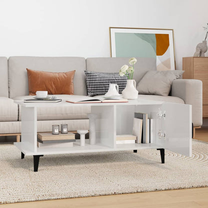 vidaXL Couchtisch Hochglanz-Weiß 90x50x40 cm Holzwerkstoff