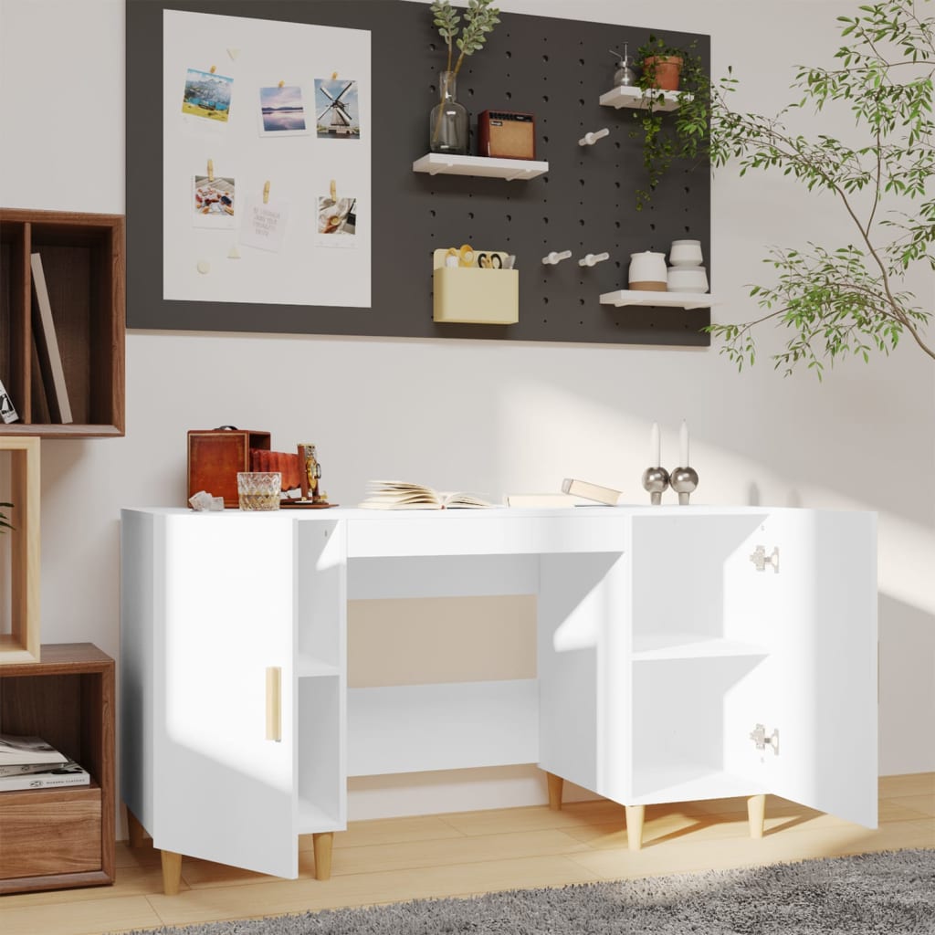 vidaXL Bureau blanc 140x50x75 cm en bois d'ingénierie