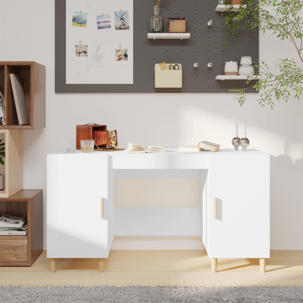 vidaXL Bureau blanc 140x50x75 cm en bois d'ingénierie