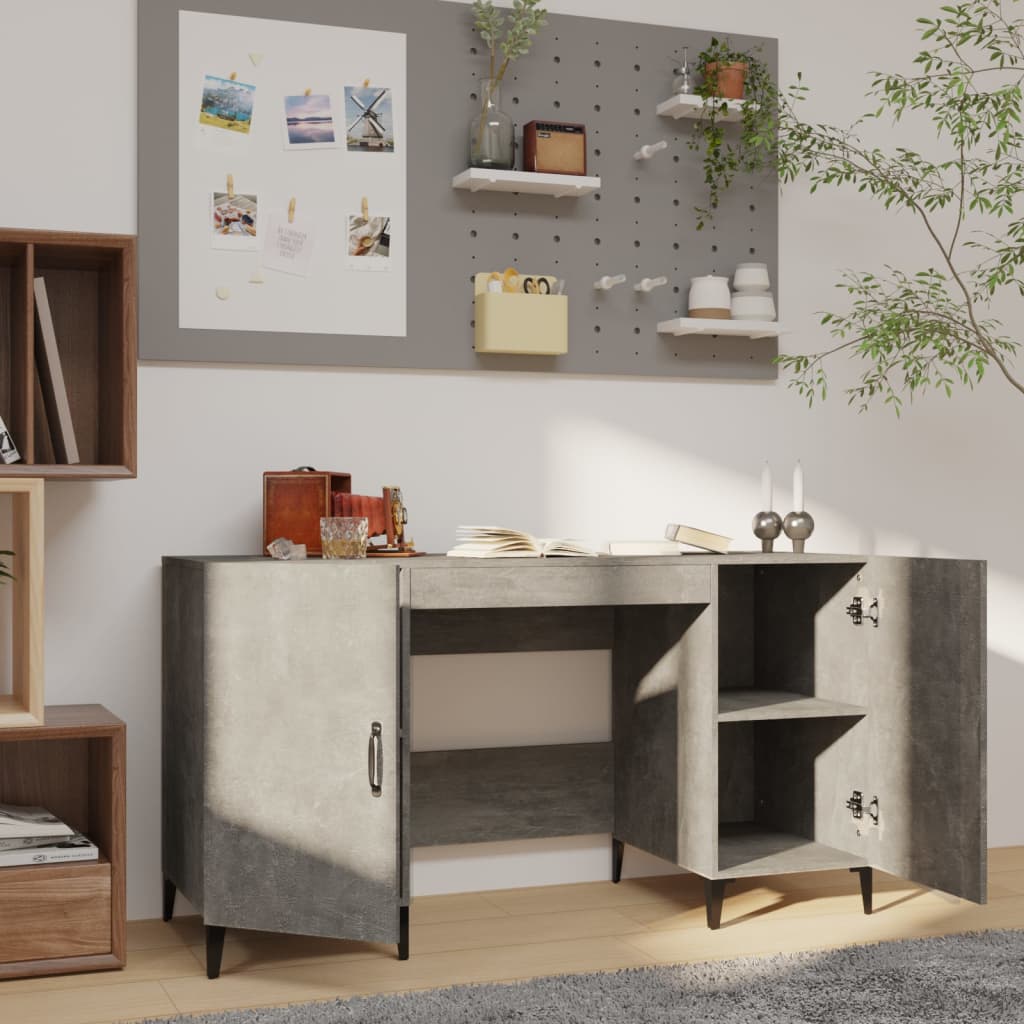 vidaXL Bureau gris béton 140x50x75 cm Aggloméré