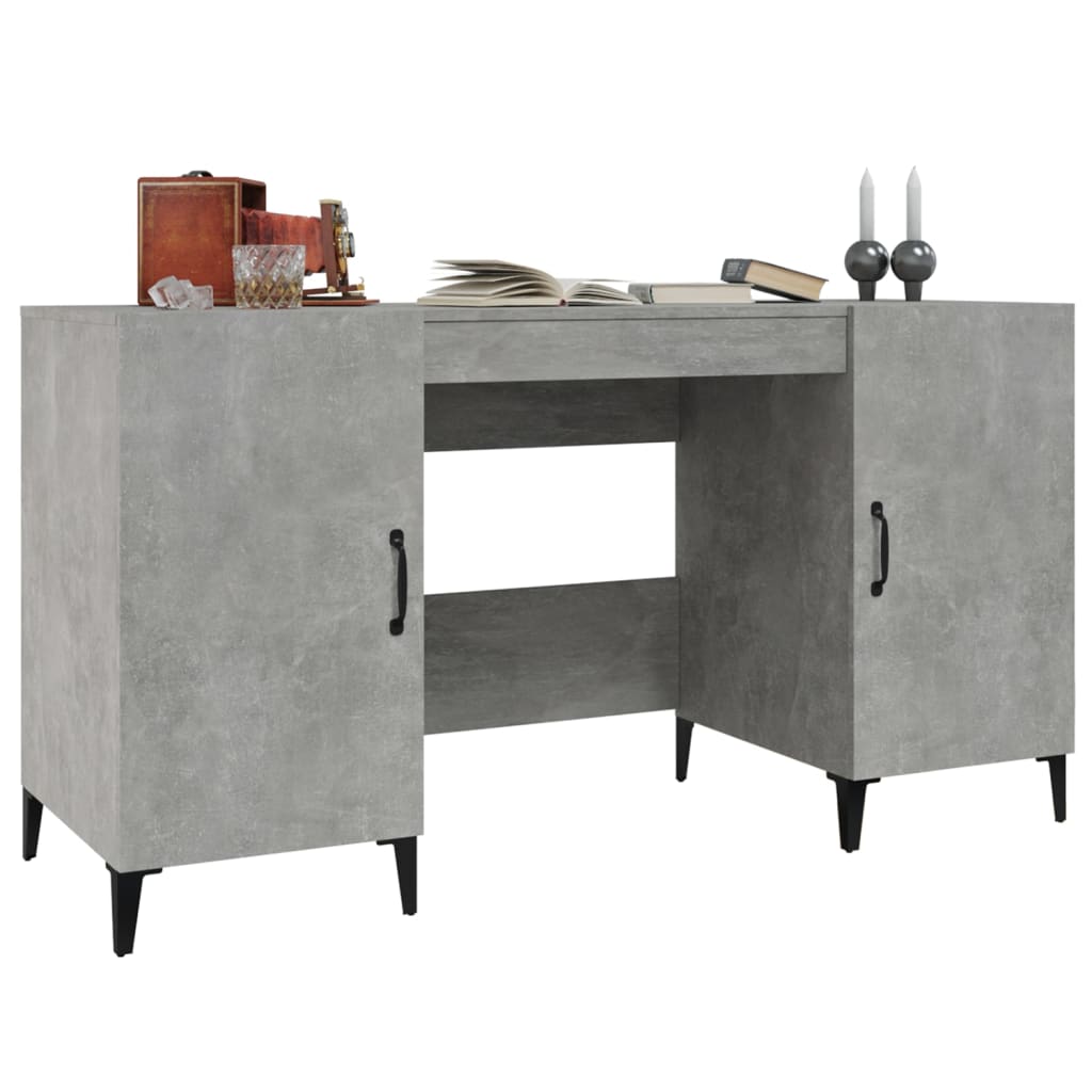 vidaXL Bureau gris béton 140x50x75 cm Aggloméré