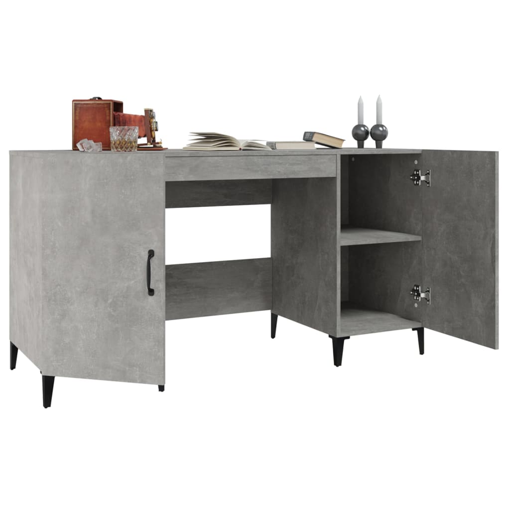 vidaXL Bureau gris béton 140x50x75 cm Aggloméré