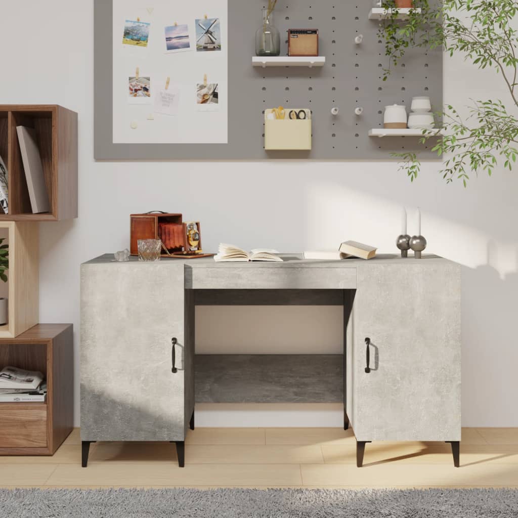 vidaXL Bureau gris béton 140x50x75 cm Aggloméré