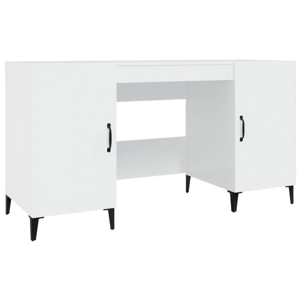 vidaXL Bureau blanc brillant 140x50x75 cm en bois d'ingénierie