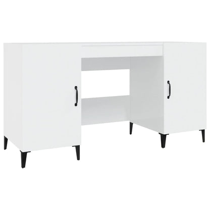 vidaXL Bureau blanc brillant 140x50x75 cm en bois d'ingénierie