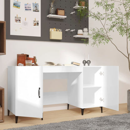 vidaXL Bureau blanc brillant 140x50x75 cm en bois d'ingénierie