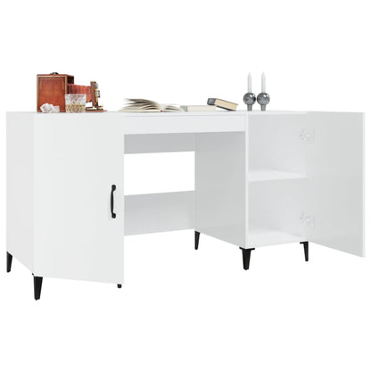 vidaXL Bureau blanc brillant 140x50x75 cm en bois d'ingénierie
