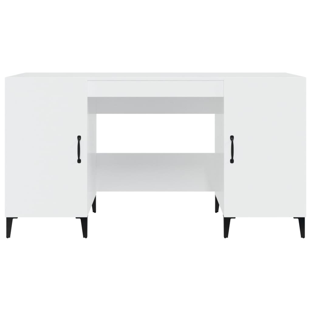 vidaXL Bureau blanc brillant 140x50x75 cm en bois d'ingénierie