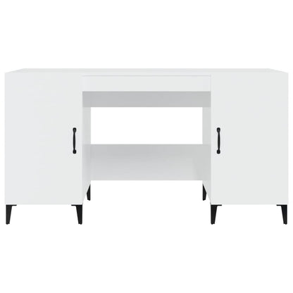 vidaXL Bureau blanc brillant 140x50x75 cm en bois d'ingénierie