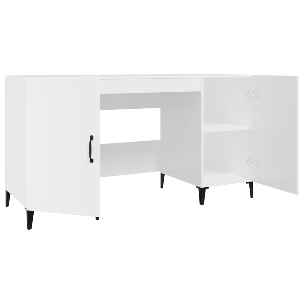 vidaXL Bureau blanc brillant 140x50x75 cm en bois d'ingénierie
