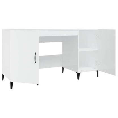 vidaXL Bureau blanc brillant 140x50x75 cm en bois d'ingénierie