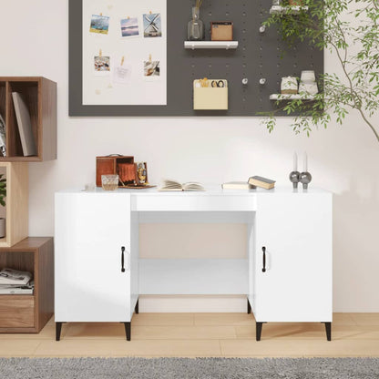vidaXL Bureau blanc brillant 140x50x75 cm en bois d'ingénierie
