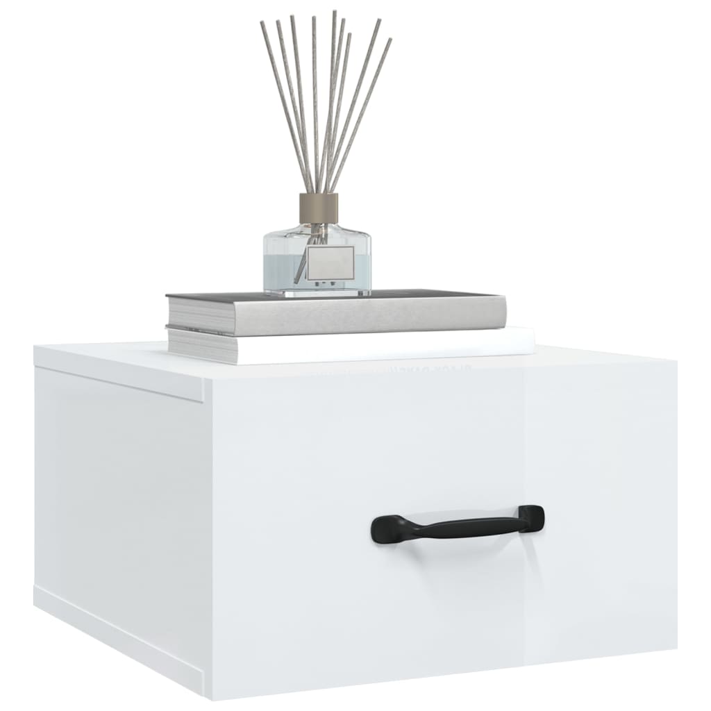 vidaXL Wand-Nachttische 2 Stk. Hochglanz-Weiß 35x35x20 cm