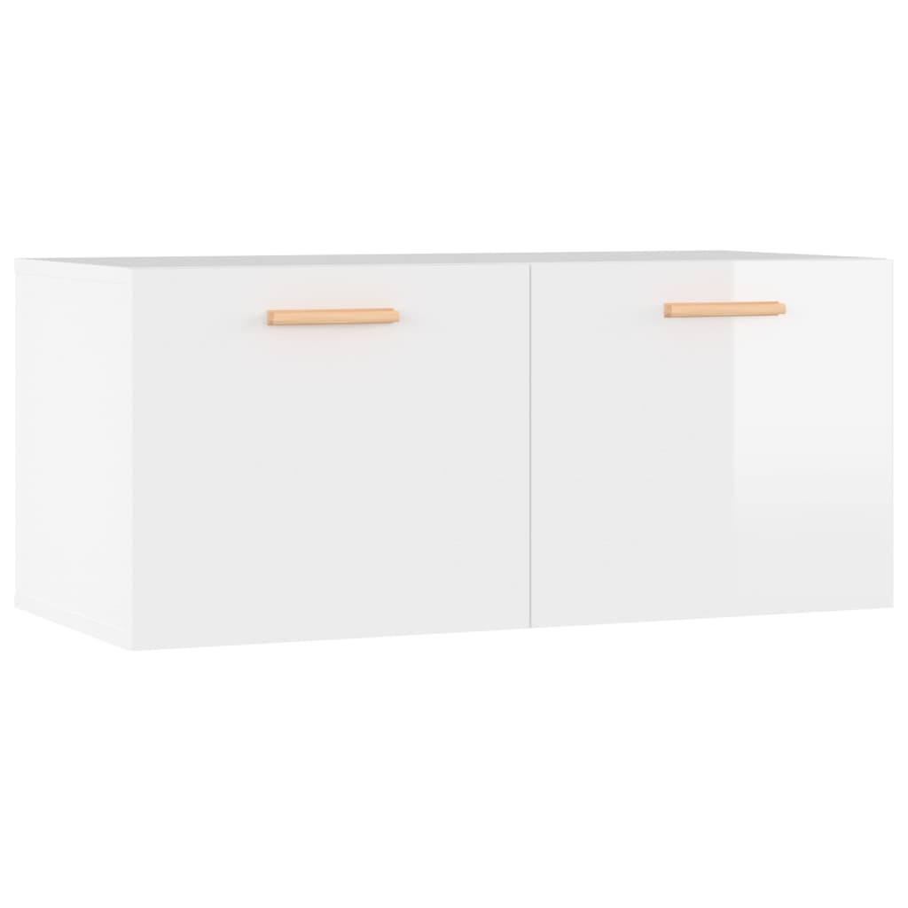 vidaXL Armoire murale blanc brillant 80x35x36,5 cm Aggloméré