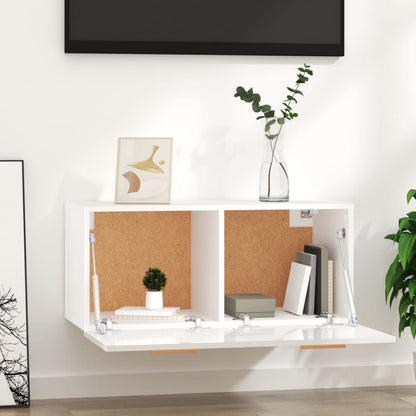 vidaXL Armoire murale blanc brillant 80x35x36,5 cm Aggloméré