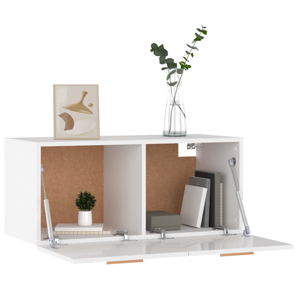 vidaXL Armoire murale blanc brillant 80x35x36,5 cm Aggloméré