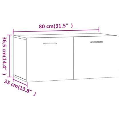 vidaXL Armoire murale blanc brillant 80x35x36,5 cm Aggloméré