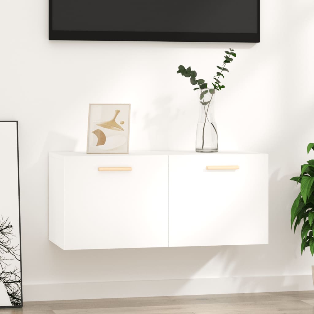 vidaXL Armoire murale blanc brillant 80x35x36,5 cm Aggloméré