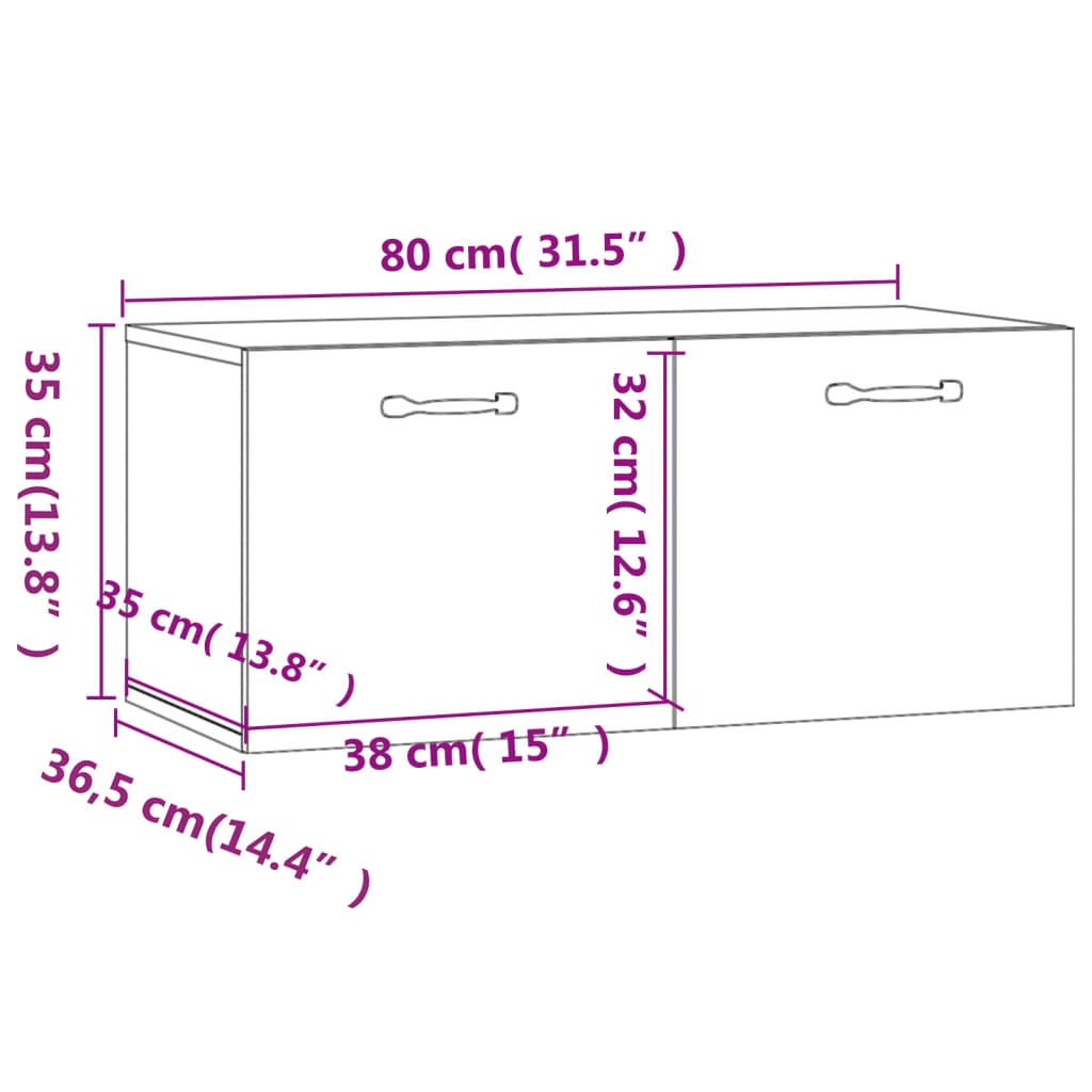 vidaXL Wandschrank Sonoma-Eiche 80x36,5x35 cm Holzwerkstoff