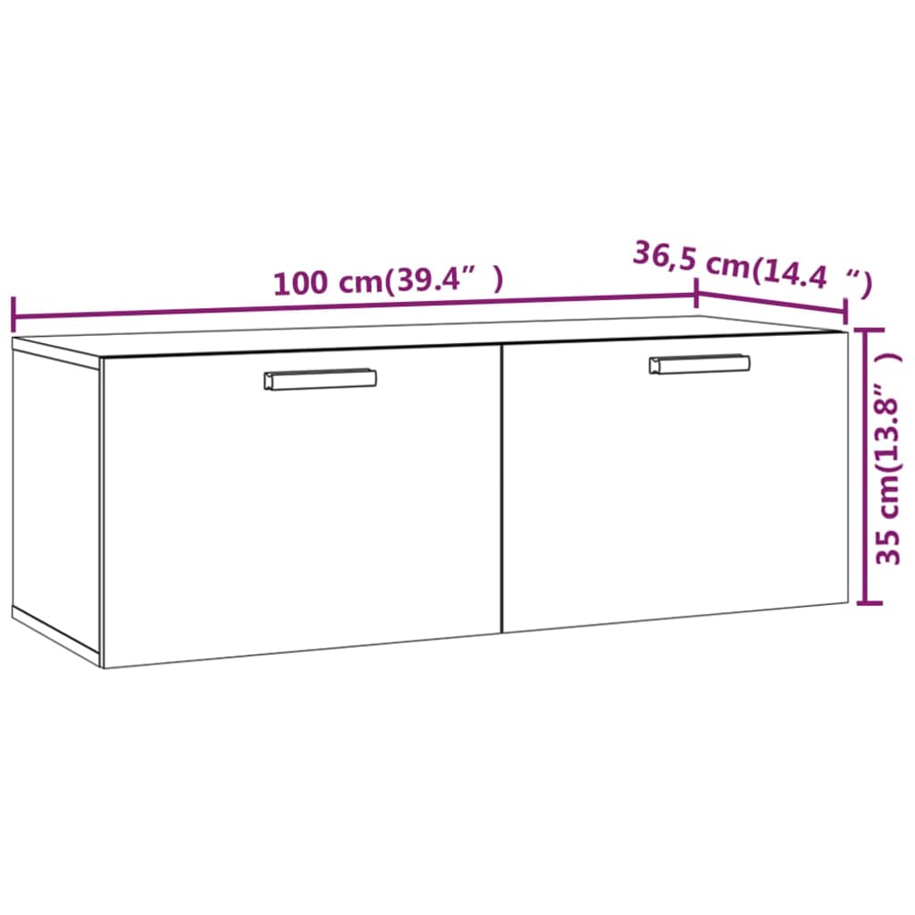vidaXL Wandschrank Sonoma-Eiche 100x36,5x35 cm Holzwerkstoff