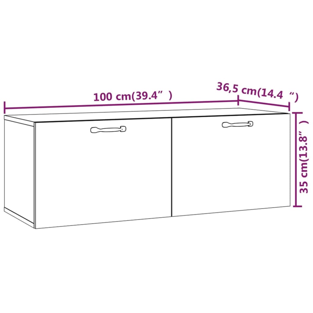 vidaXL Wandschrank Sonoma-Eiche 100x36,5x35 cm Holzwerkstoff