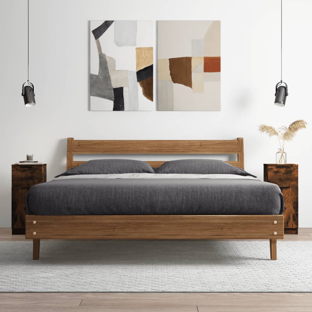vidaXL Enfilades 2 pcs Chêne fumé 30x30x70 cm Bois d'ingénierie