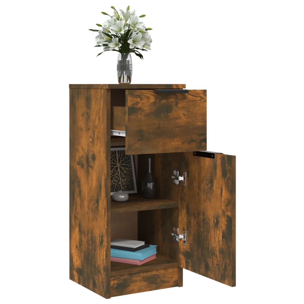 vidaXL Enfilades 2 pcs Chêne fumé 30x30x70 cm Bois d'ingénierie