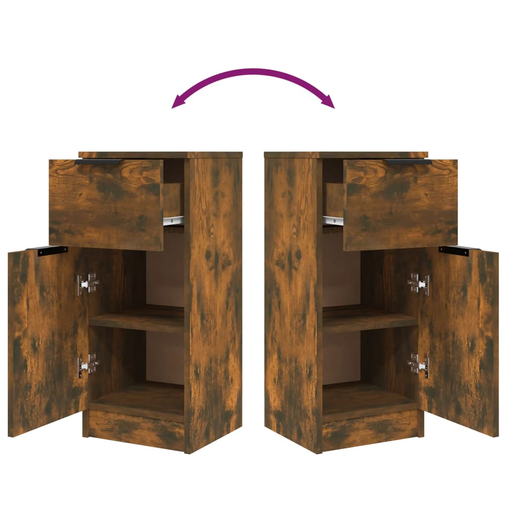 vidaXL Enfilades 2 pcs Chêne fumé 30x30x70 cm Bois d'ingénierie