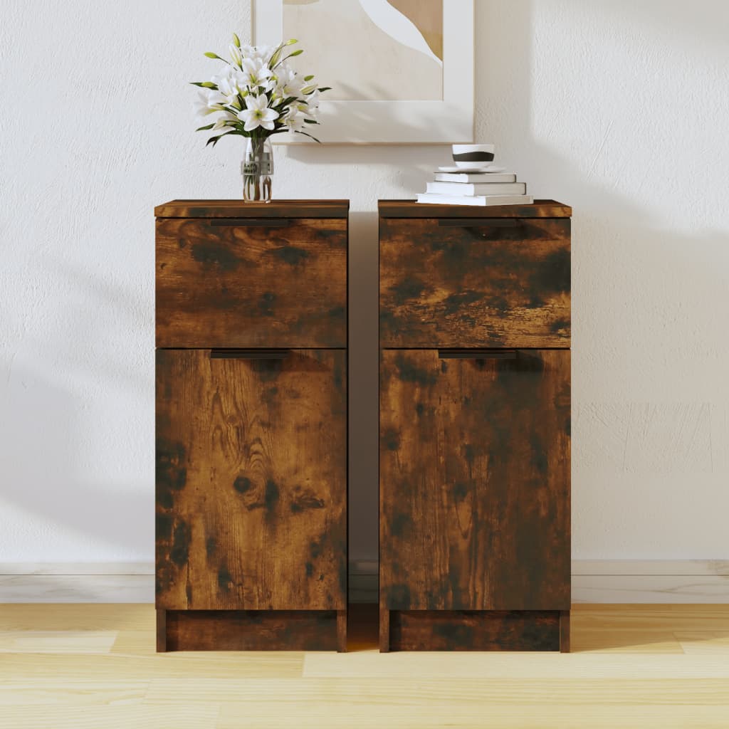 vidaXL Enfilades 2 pcs Chêne fumé 30x30x70 cm Bois d'ingénierie