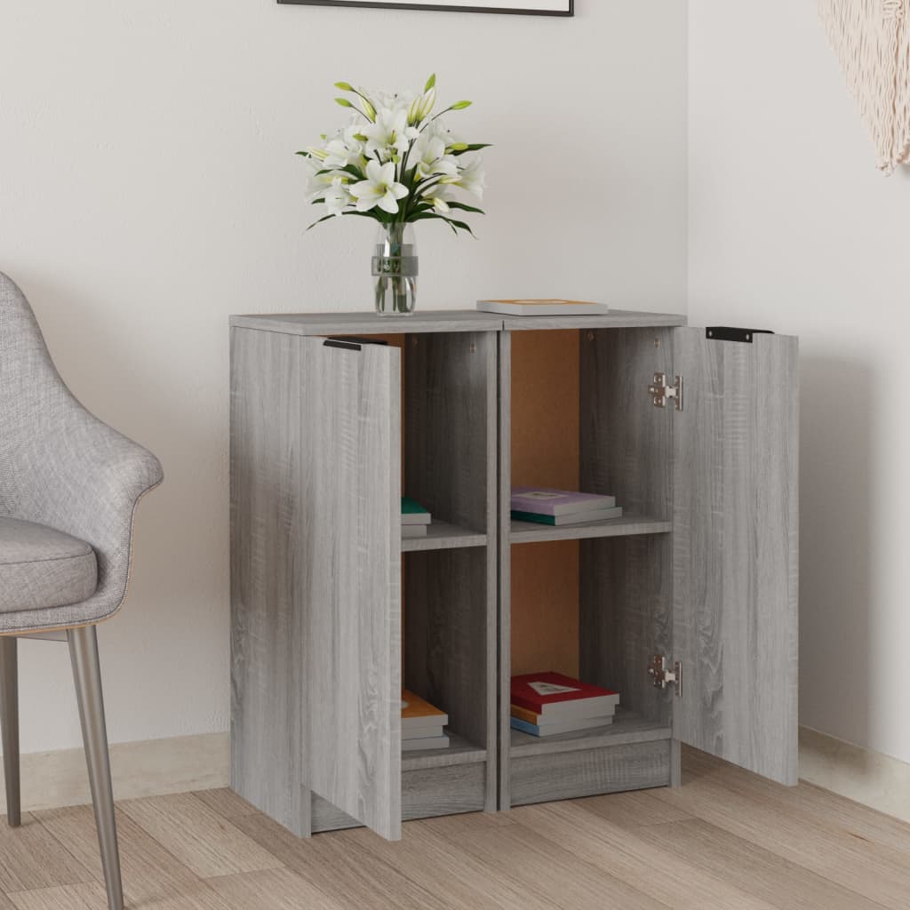 vidaXL Commodes 2 pcs Gris Sonoma 30x30x70 cm Bois d'ingénierie
