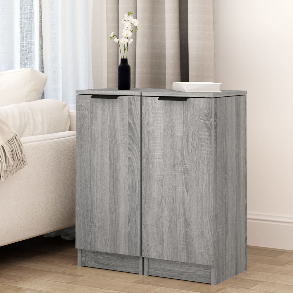 vidaXL Commodes 2 pcs Gris Sonoma 30x30x70 cm Bois d'ingénierie