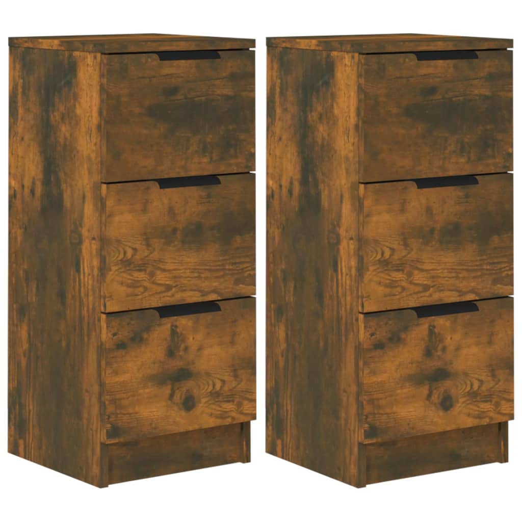 vidaXL Enfilades 2 pcs Chêne fumé 30x30x70 cm Bois d'ingénierie