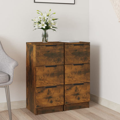 vidaXL Enfilades 2 pcs Chêne fumé 30x30x70 cm Bois d'ingénierie