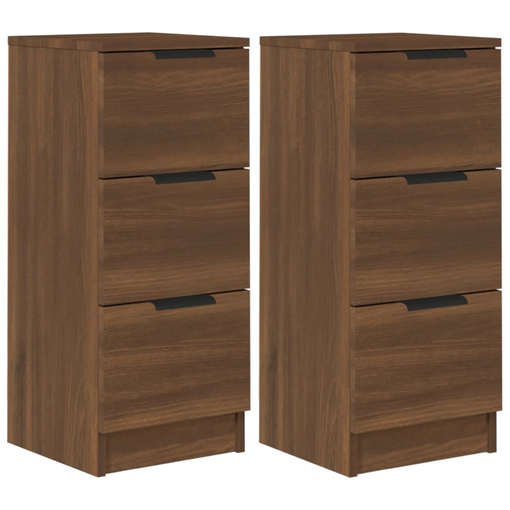 vidaXL Commode 2 pcs Aspect chêne marron 30x30x70 cm Bois d'ingénierie